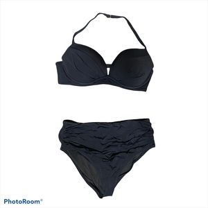 Victoria’s Secret Black Push-Up Bra Top High Waisted Bikini 36C Top/Med Bottom